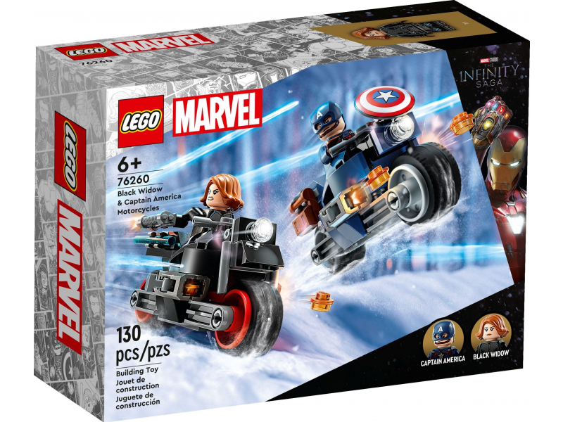 LEGO Super Heroes 76260 Fekete Özvegy és Amerika Kapitány motorkerékpárok